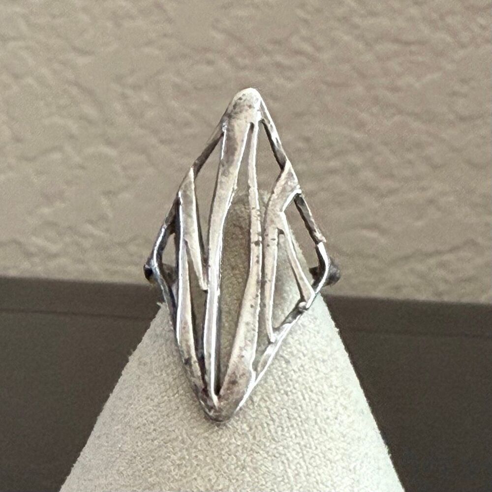 Vintage Sterling Silver Modernist Openwork Statement Ring